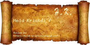 Held Kristóf névjegykártya